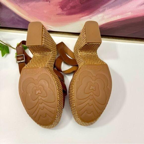 Korks by Kork-Ease Dee Sandals Strappy Wedge Heel Platforms Cognac Brown Size 10 - Picture 8 of 9